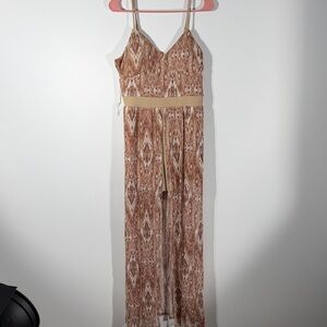 No Boundaries Brown Patterned Romper